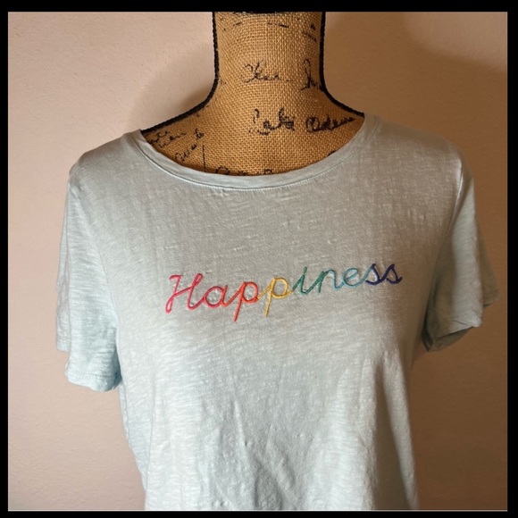 Talbots Happiness embroidered Mint Green T-sheet top Large Petite - Picture 9 of 9